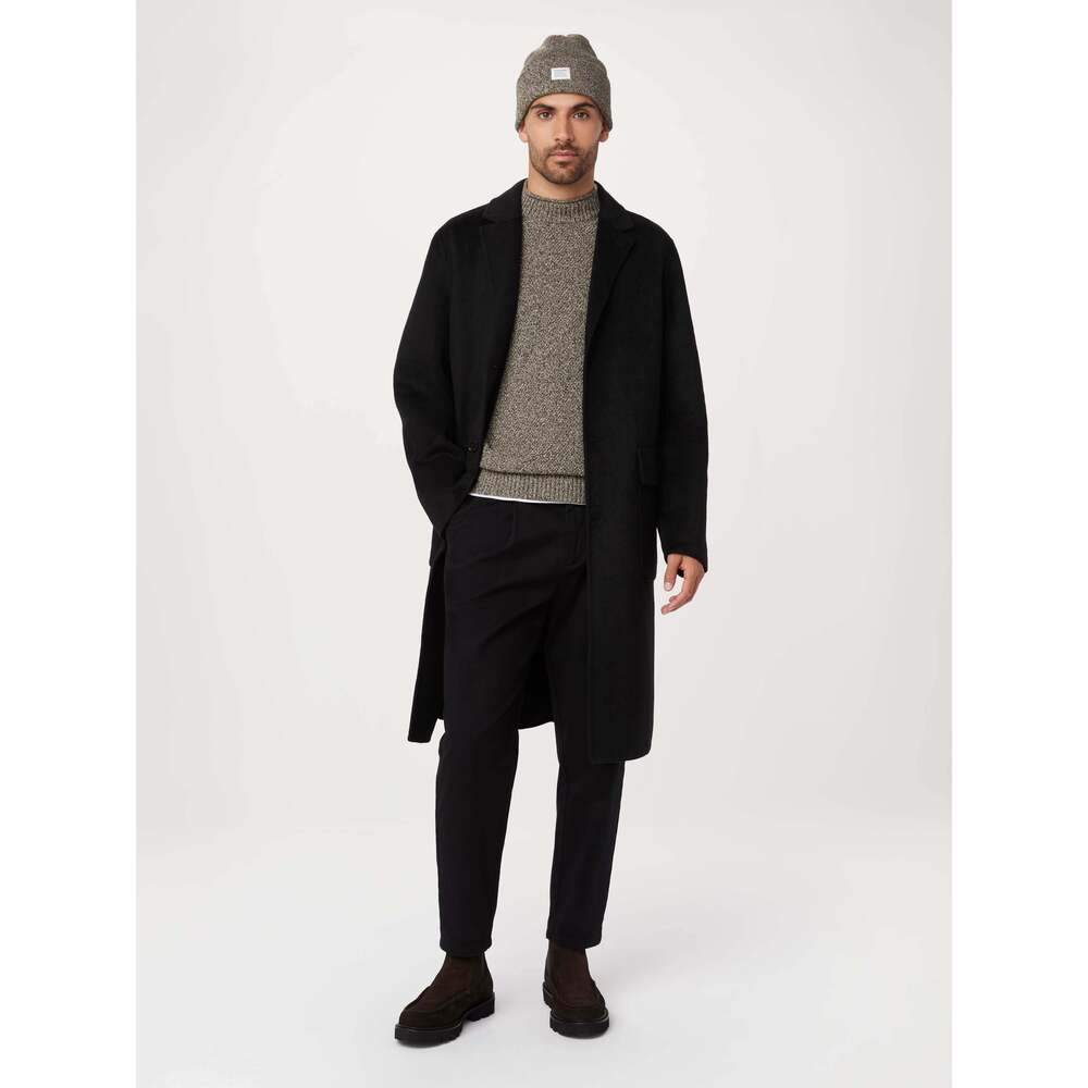 Frank And Oak The Michel Recycled Wool Topcoat in Black Size XLXL